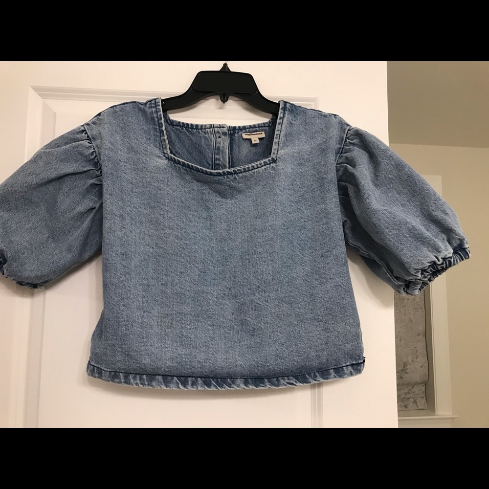 Free People the Odells jean puffy sleeve top - Picture 5 of 6